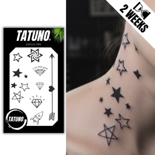 Tatuaż jagua półtrwały gwiazdy diamenty rakieta mix