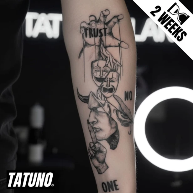 Tatuaż jagua półtrwały marionetka masek trust no one