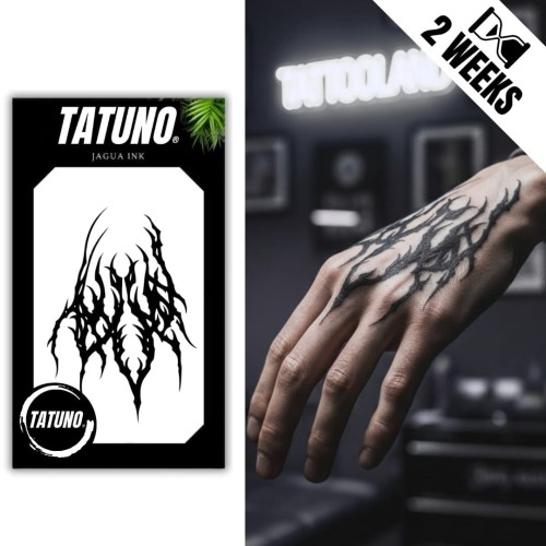 Tatuaż jagua półtrwały tribal organiczny czarne kolce