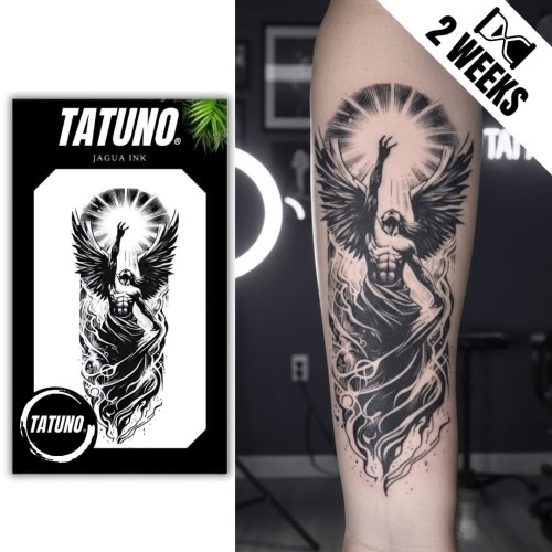 Tatuaż jagua półtrwały archanioł sięgający światła