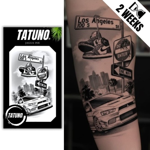 Tatuaż jagua półtrwały miasto stylu