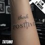 Tatuaż jagua półtrwały słowa mają moc – think positive w symbolicznym stylu