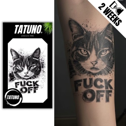 Tatuaż jagua półtrwały niezależność w kocim stylu – fuck off