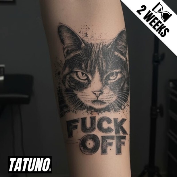 Tatuaż jagua półtrwały niezależność w kocim stylu – fuck off