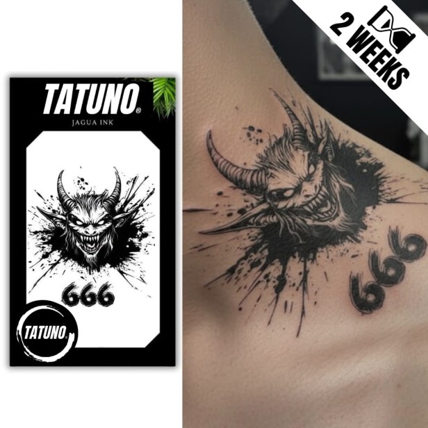 Tatuaż jagua półtrwały liczba buntu 666 i demoniczne oblicze