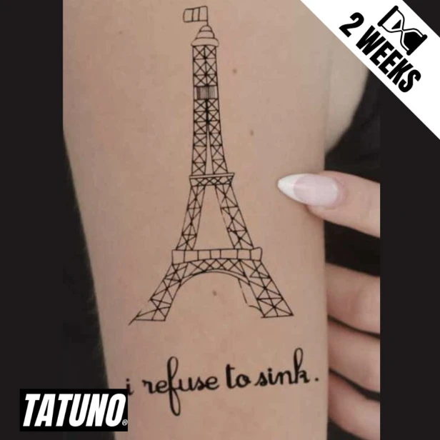 Tatuaż jagua półtrwały I refuse to sink wieża Eiffla