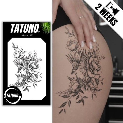 Tatuaż jagua półtrwały lot pełen kwiatów
