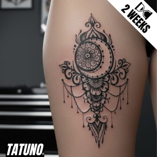 Tatuaż jagua półtrwały księżycowa mandala