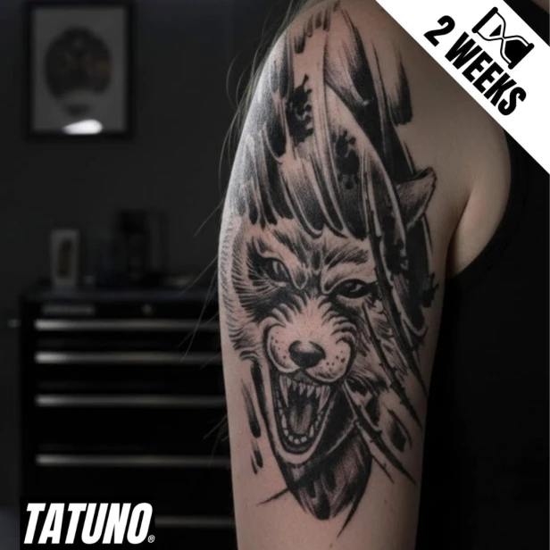Tatuaż jagua półtrwały gniewny wilk