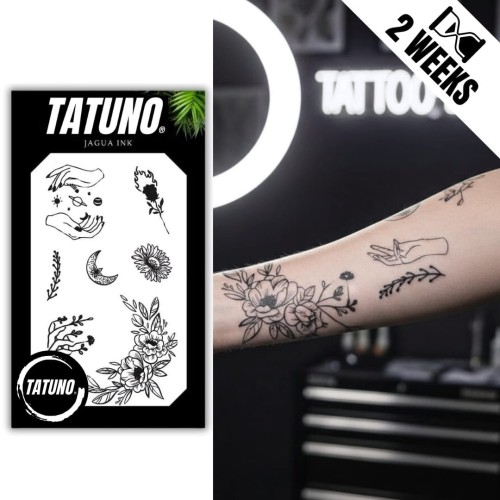 Tatuaż jagua półtrwały kwiat płonącej róży dłonie mix