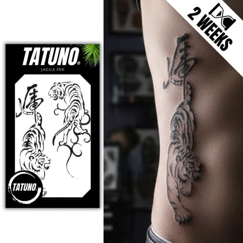 Tatuaż jagua półtrwały tygrysy z kanji