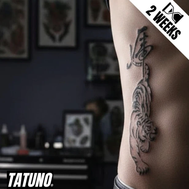Tatuaż jagua półtrwały tygrysy z kanji