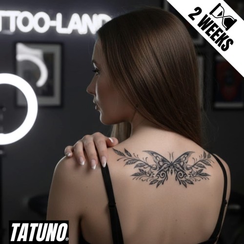 Tatuaż jagua półtrwały motyl z arabeskami