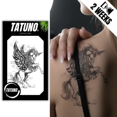 Tatuaż jagua półtrwały jednorożec z magicznymi skrzydłami