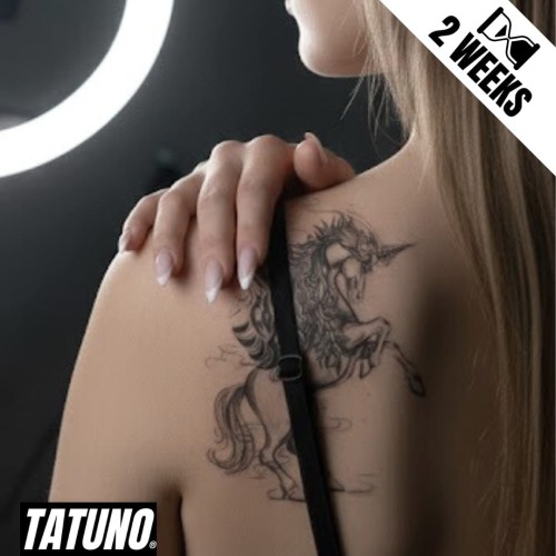 Tatuaż jagua półtrwały jednorożec z magicznymi skrzydłami