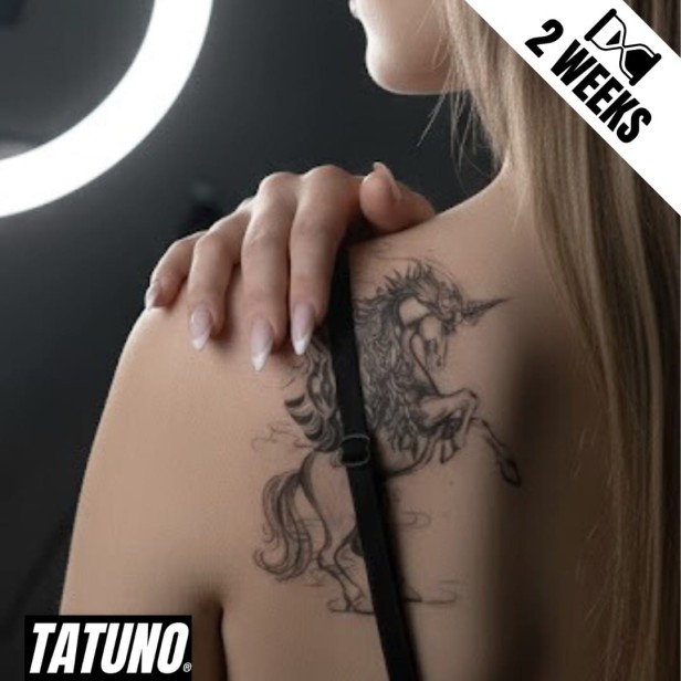 Tatuaż jagua półtrwały jednorożec z magicznymi skrzydłami