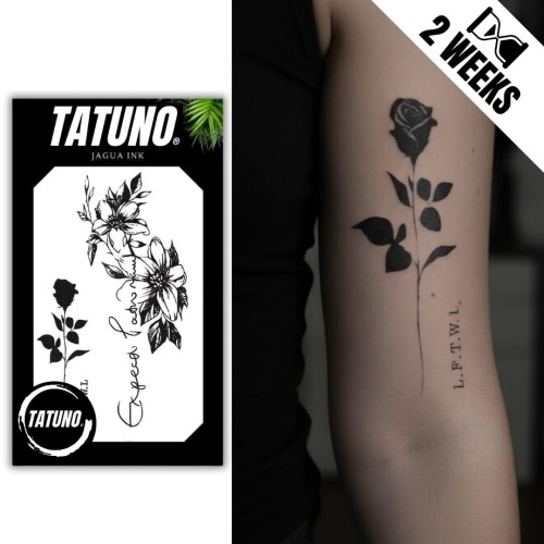 Tatuaż jagua półtrwały Expecto Patronum lilie róża