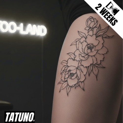 Tatuaż jagua półtrwały peonie w pełni rozkwitu