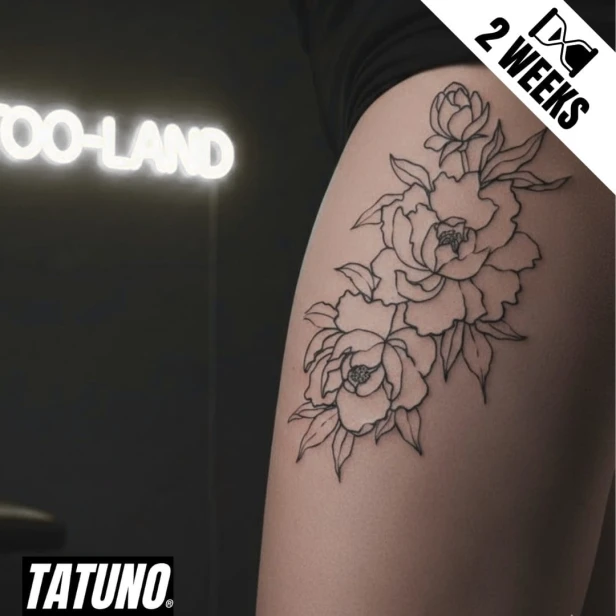 Tatuaż jagua półtrwały peonie w pełni rozkwitu