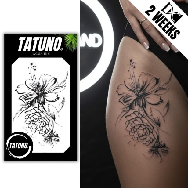 Tatuaż jagua półtrwały stokrotka protea hibiskus
