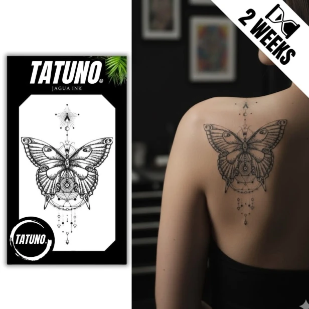 Tatuaż jagua półtrwały motyl geometria mandala