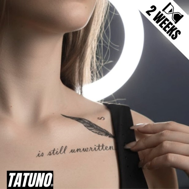 Tatuaż jagua półtrwały napisy piórko infinite
