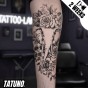 Tatuaż jagua półtrwały słoń z kwiatami