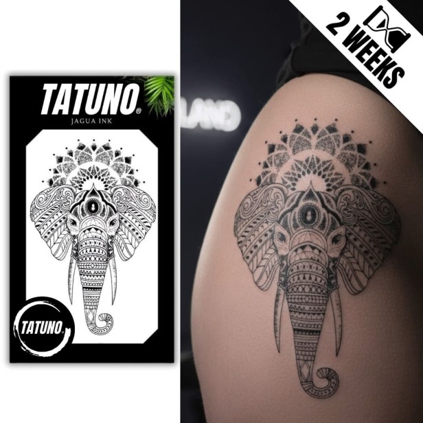 Tatuaż jagua półtrwały słoń duchowy w stylu mandali