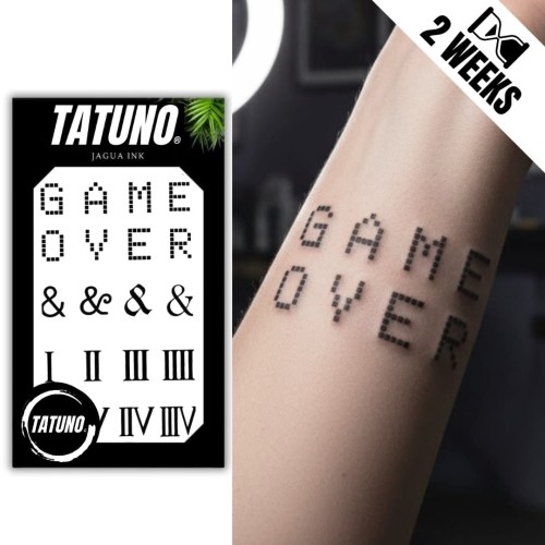 Tatuaż jagua półtrwały cyfry rzymskie game over