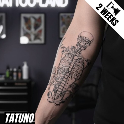 Tatuaż jagua półtrwały kości szkielet róże