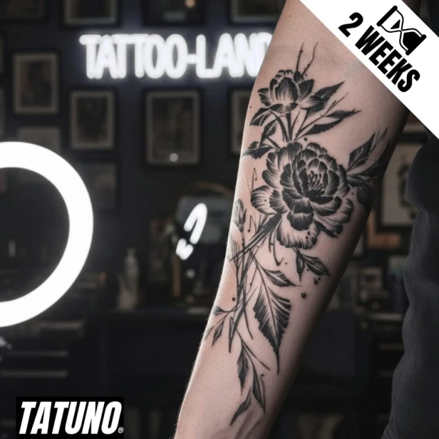 Tatuaż jagua półtrwały peonie harmonia