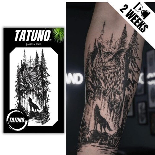 Tatuaż jagua półtrwały sowa wilk