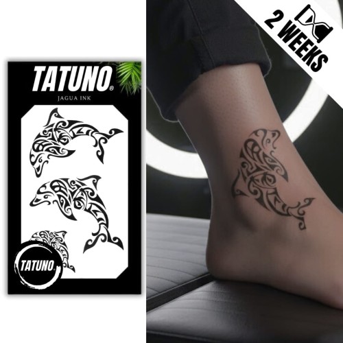 Tatuaż jagua półtrwały delfiny tribalne