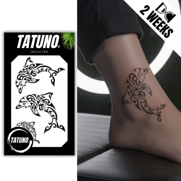 Tatuaż jagua półtrwały delfiny tribalne