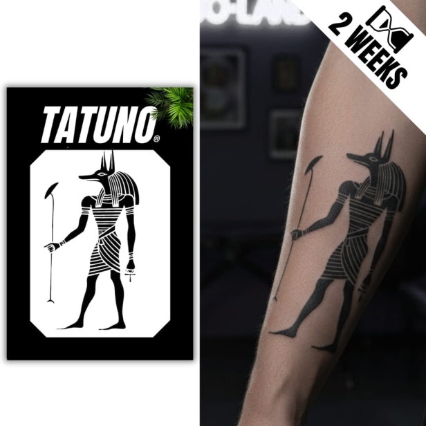 Tatuaż jagua półtrwały Anubis człowiek z głową szakala