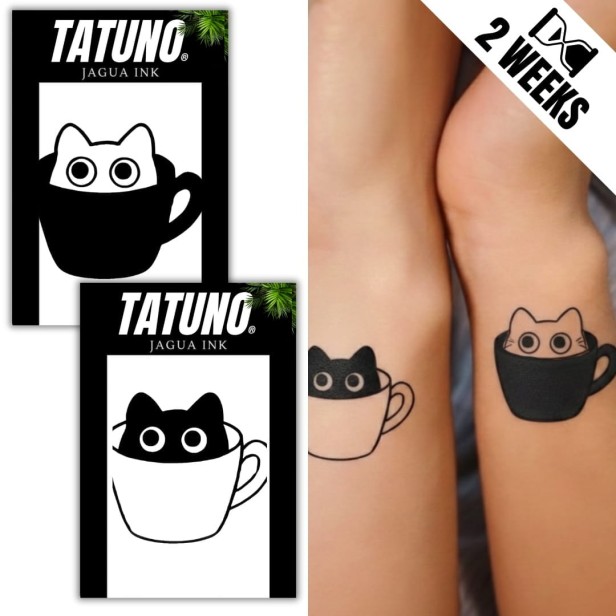 Tatuaże jagua półtrwałe dla par matching koty