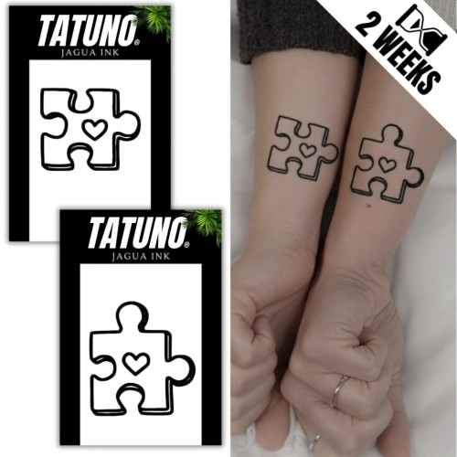 Tatuaże jagua półtrwałe dla par matching puzzle z sercem