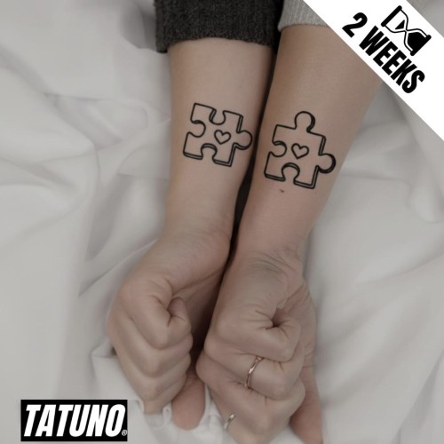 Tatuaże jagua półtrwałe dla par matching puzzle z sercem