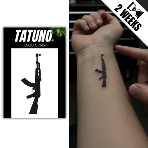 Tatuaż jagua półtrwały karabin AK-47 Kałasznikowa