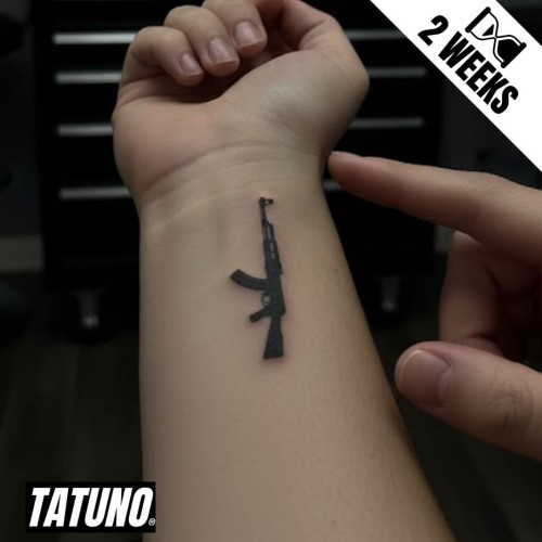Tatuaż jagua półtrwały karabin AK-47 Kałasznikowa