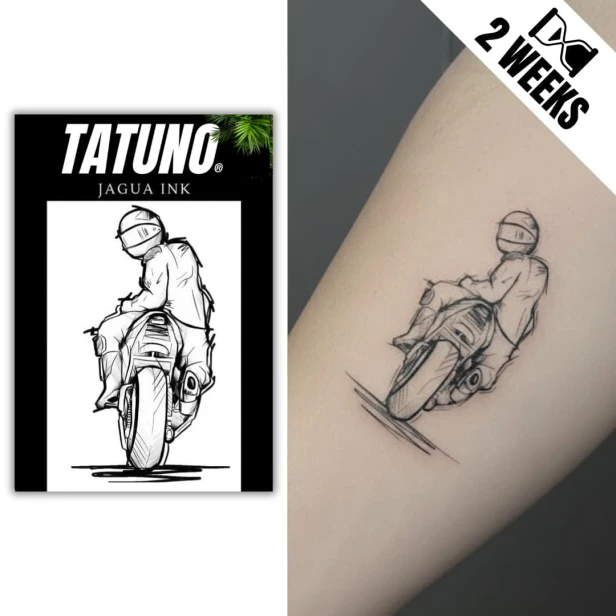 Tatuaż jagua półtrwały motocyklista