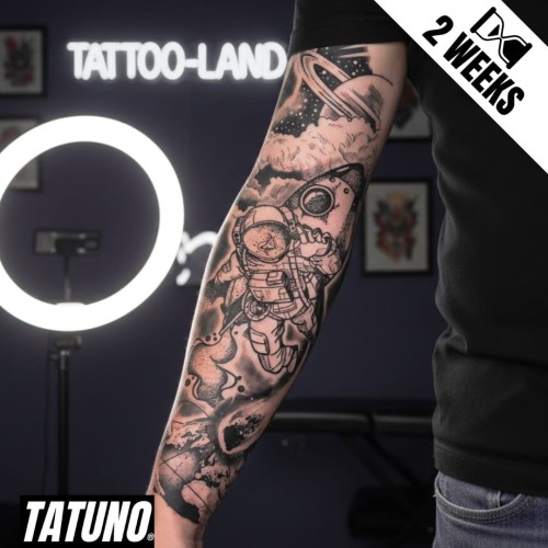 Tatuaż jagua półtrwały rękaw w stronę gwiazd
