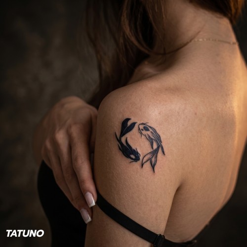 Tatuaż półtrwały rybki yin yang