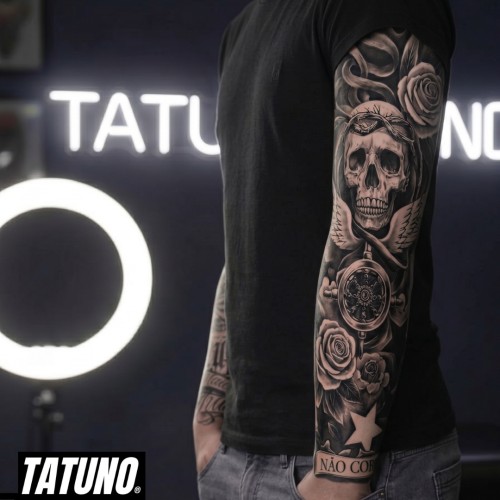 Tatuaż półtrwały rękaw święty chaos