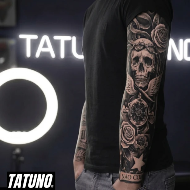 Tatuaż półtrwały rękaw święty chaos