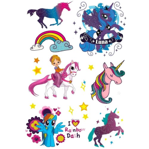 Tatuaże brokatowe kucyki pony