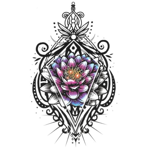 Tatuaż damski mandala kolorowy