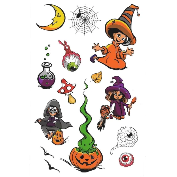 Tatuaże na halloween czarownica dynia muchomor mix