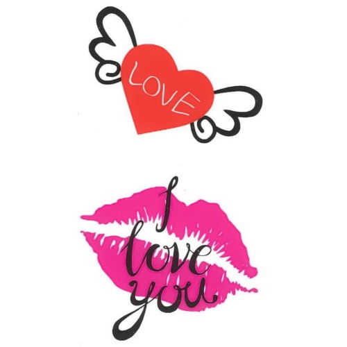 Tatuaż zmywalny usta serce love