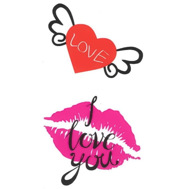 Tatuaż zmywalny usta serce love